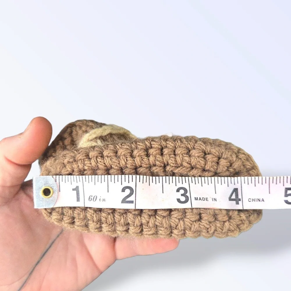 Handmade Crochet Baby Booties Brown‎ Tan Infant Size 4.5